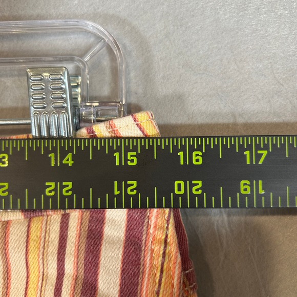 Wrangler Size 30 Striped Denim Cutoff Shorts Burgundy Orange Yellow Raw Hem - Picture 5 of 7